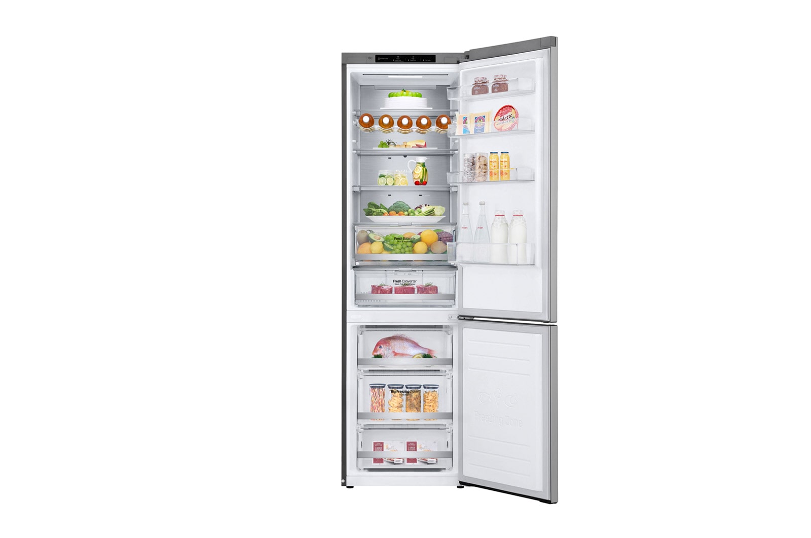 LG Frigorifero Combinato Classe energetica D Maniglie integrate Display interno LED, GBB72SAVXN