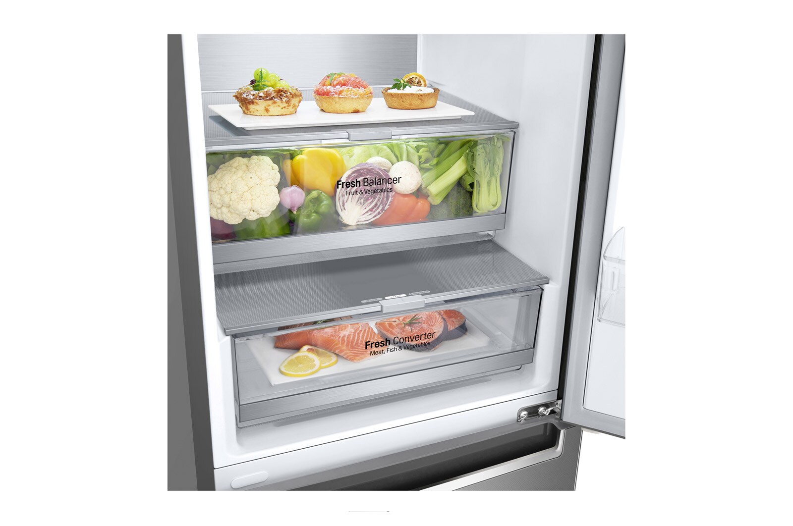 LG Frigorifero Combinato Classe energetica D Maniglie integrate Display interno LED, GBB72SAVXN