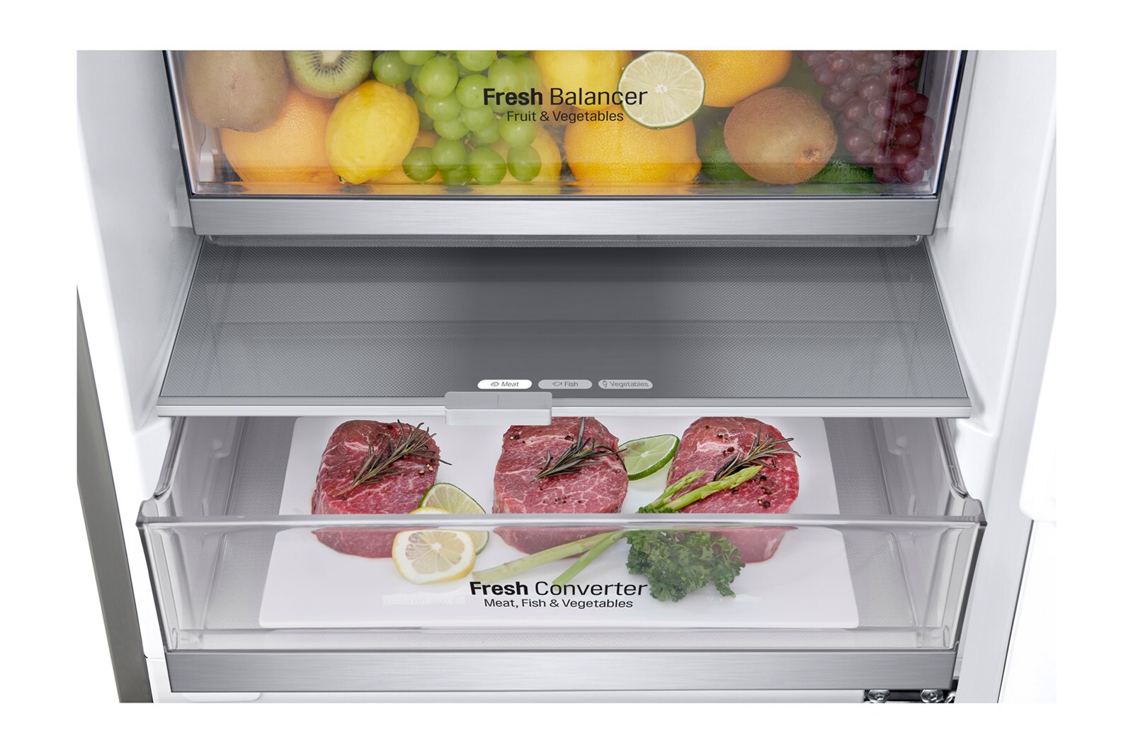 LG Frigorifero Combinato Classe energetica D Maniglie integrate Display interno LED, GBB72SAVXN