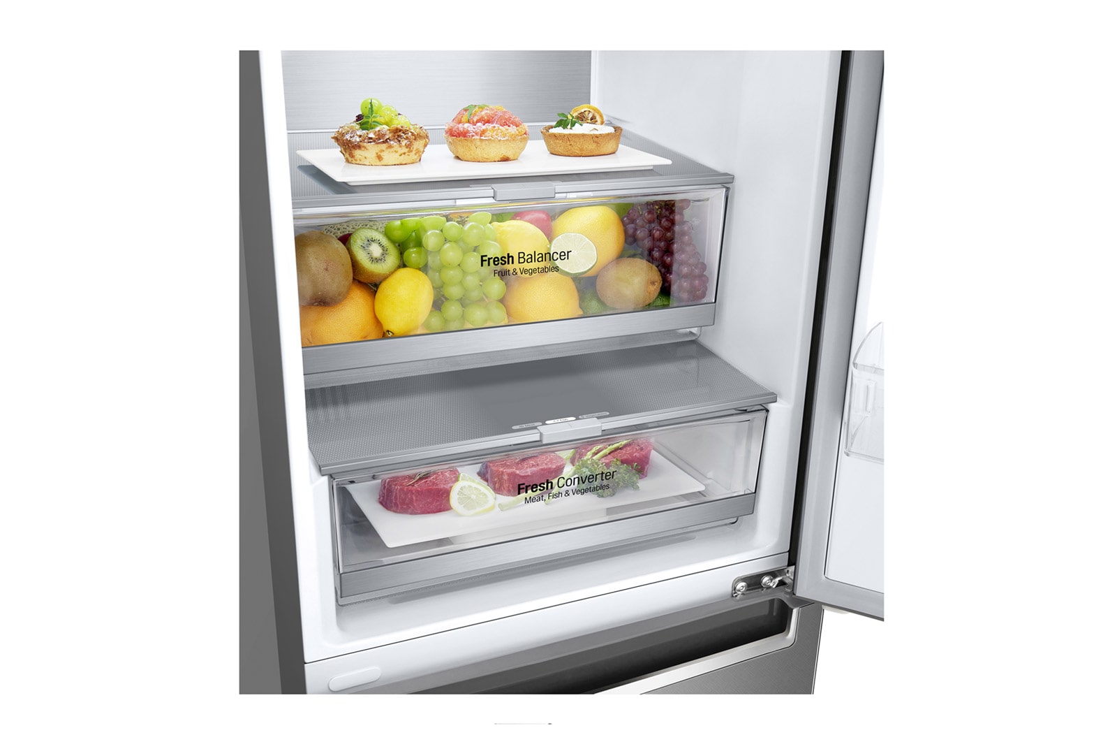 LG Frigorifero Combinato Classe energetica D Maniglie integrate Display interno LED, GBB72SAVXN