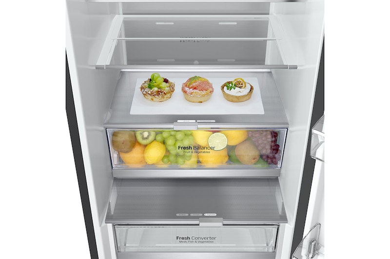 LG Frigorifero combinato | Classe D, 387L | Porte in vetro, Wi-Fi, Door&Linear Cooling, Fresh Balancer&Converter | Bianco satin, GBB72TW9DQ