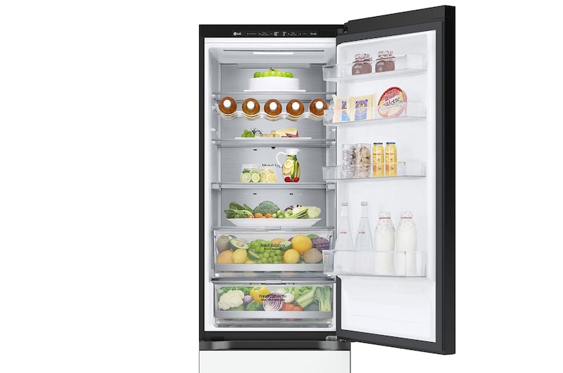 LG Frigorifero combinato | Classe D, 387L | Porte in vetro, Wi-Fi, Door&Linear Cooling, Fresh Balancer&Converter | Bianco satin, GBB72TW9DQ