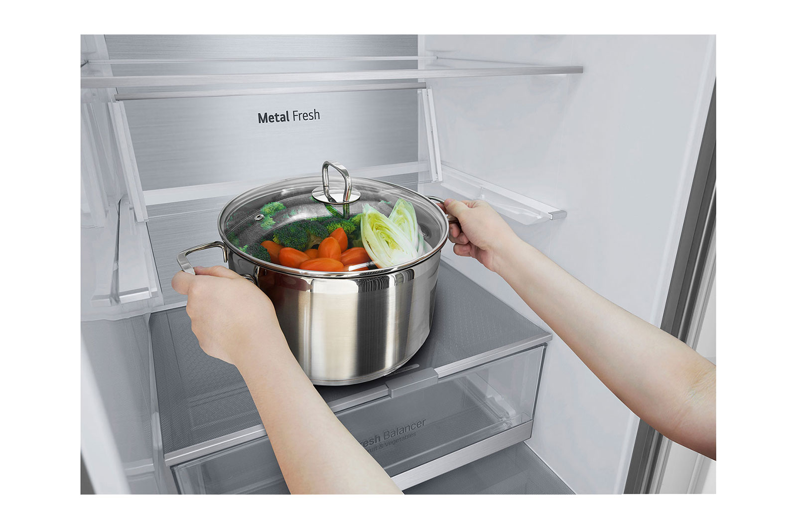 LG Frigorifero combinato | Classe A-20%, 381L | Fresh Converter, Door & Linear Cooling, Smart diagnosis, No Frost | Argento, GBB92MBB3P