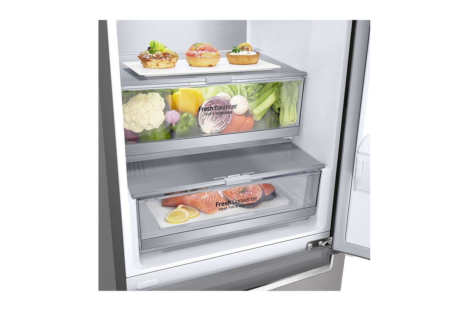 LG Frigorifero combinato | Classe A-20%, 381L | Fresh Converter, Door & Linear Cooling, Smart diagnosis, No Frost | Argento, GBB92MBB3P