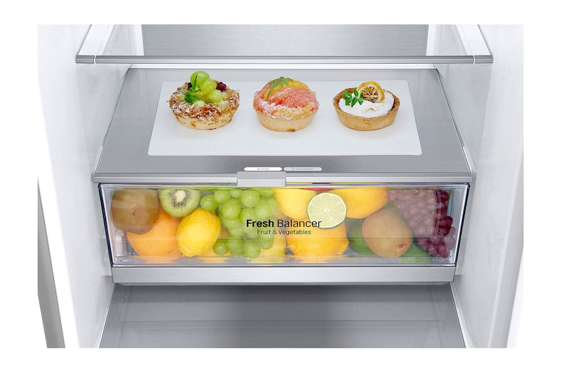 LG Frigorifero combinato | Classe A-20%, 381L | Fresh Converter, Door & Linear Cooling, Smart diagnosis, No Frost | Argento, GBB92MBB3P
