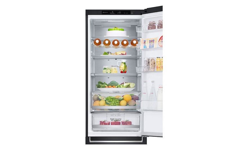 LG Frigorifero combinato | Classe A -12%, 384L | Wine Rack, Fresh Balancer & Converter, Centum System garantito 20 anni | Nero, GBB92MCB2P
