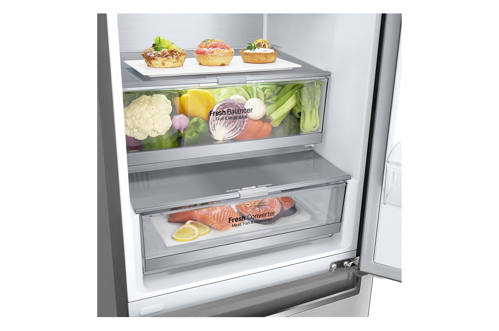 LG Frigorifero combinato | Classe B, 384L | Wi-Fi, Wine Rack, Fresh Balancer & Converter, Centum System garantito 20 anni | Inox, GBB92STABP
