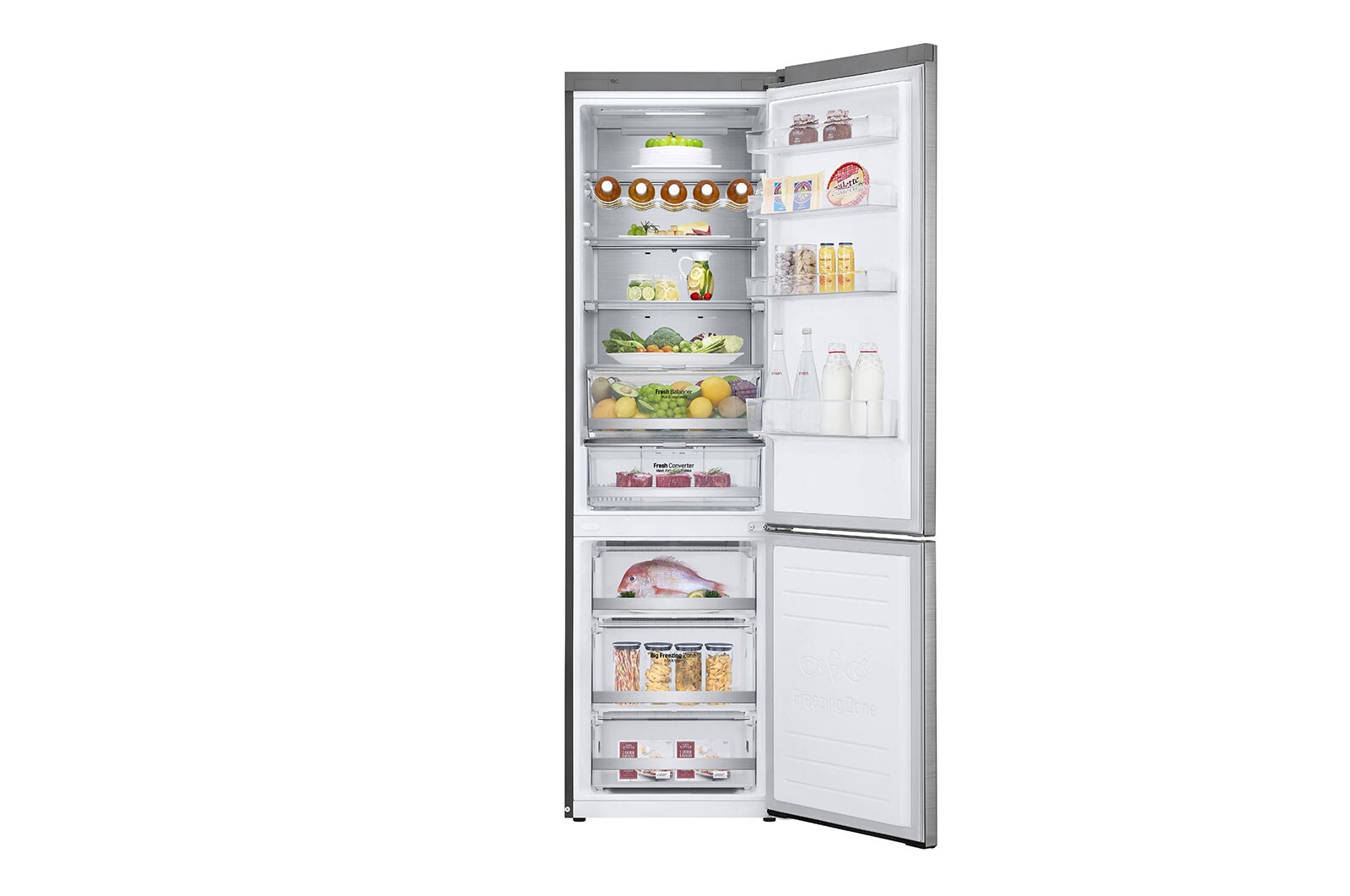 LG Frigorifero Smart Combinato Centum System™ Classe energetica D Maniglie integrate Display esterno LED, GBB92STAXP