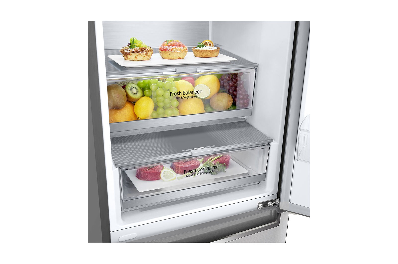 LG Frigorifero Smart Combinato Centum System™ Classe energetica D Maniglie integrate Display esterno LED, GBB92STAXP