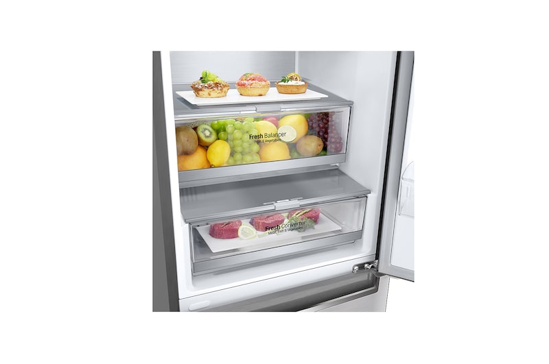 LG Frigorifero Combinato Centum System™ Classe energetica C -20% Maniglie integrate Display esterno LED Door Cooling, GBB92STBQP