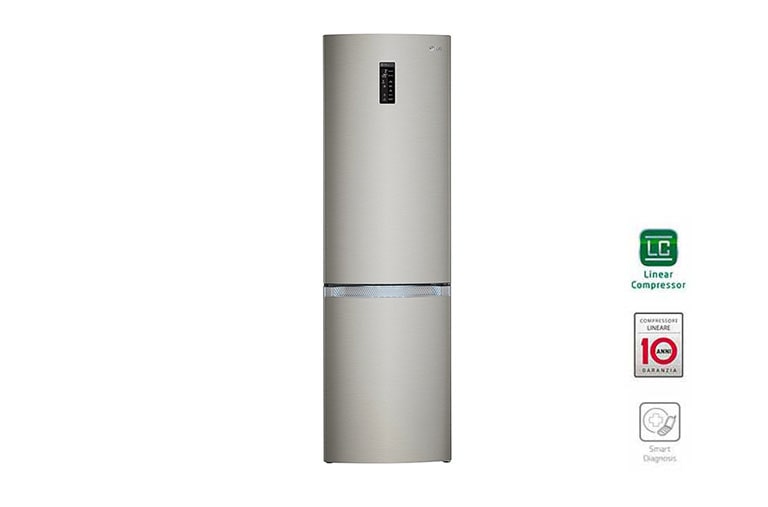 Vista frontale di LG Frigorifero Combinato  Maniglie integrate Display esterno LED GBB930DNQZN
