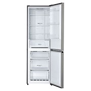 Foto frontale con la porta del frigo aperta