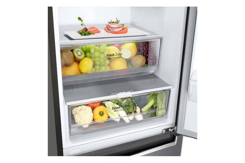 LG Frigorifero combinato | Classe C, 384L | Door & Linear Cooling, Fresh Converter, No frost | Inox, GBP62PZNCN1