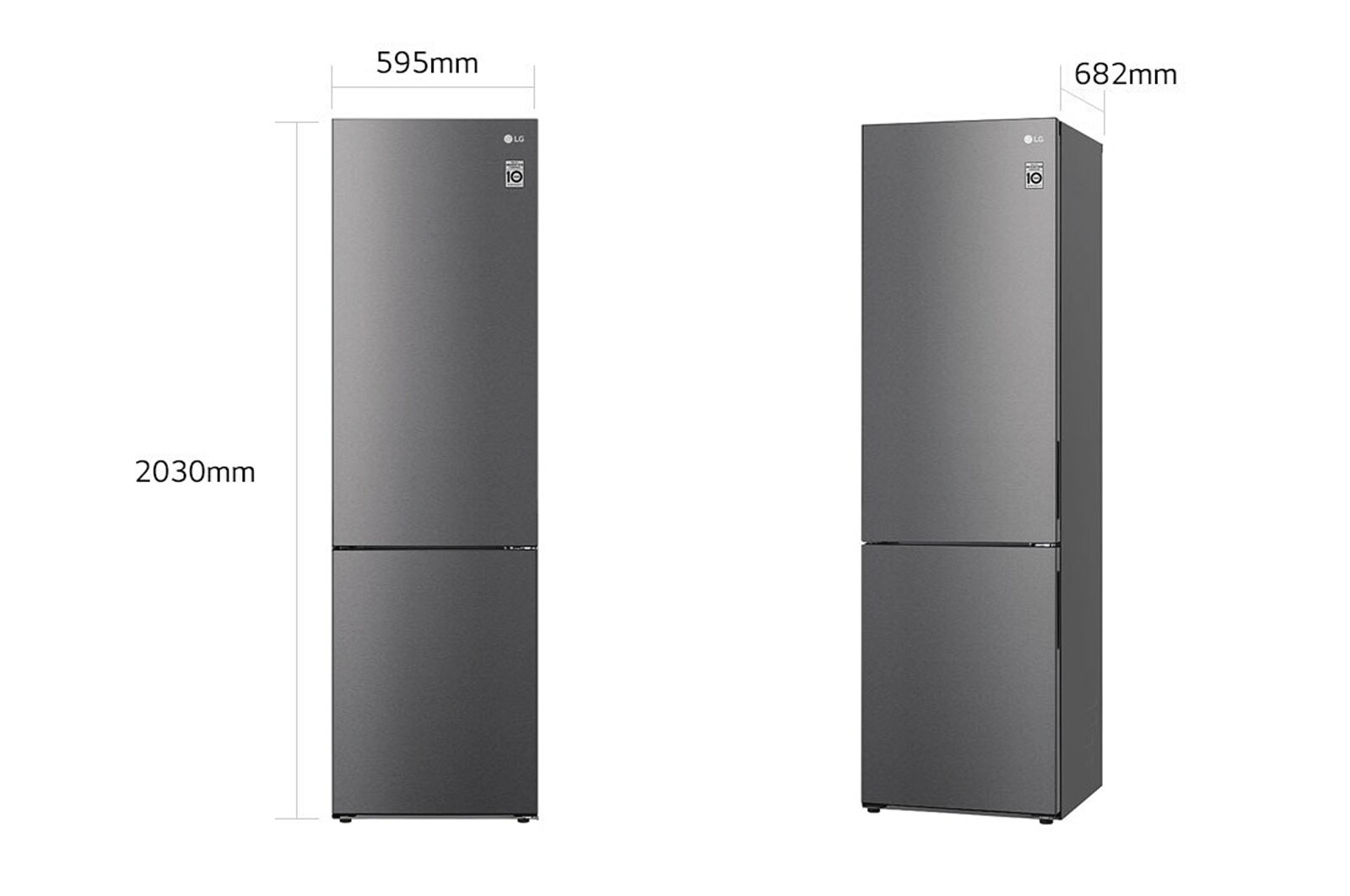 LG Frigorifero combinato | Classe D, 384L | Door & Linear Cooling, Fresh Converter, No frost | Grafite, GBP62DSSGC