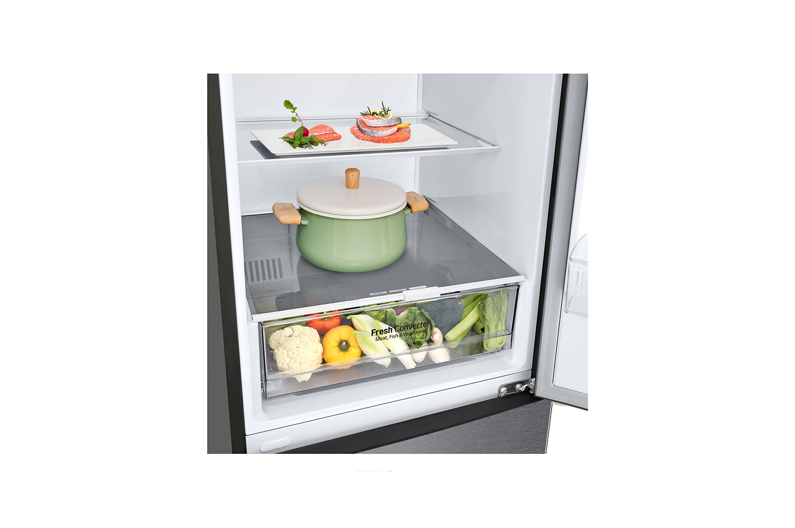 LG Frigorifero combinato | Classe D, 384L | Door & Linear Cooling, Fresh Converter, No frost | Grafite, GBP62DSSGC