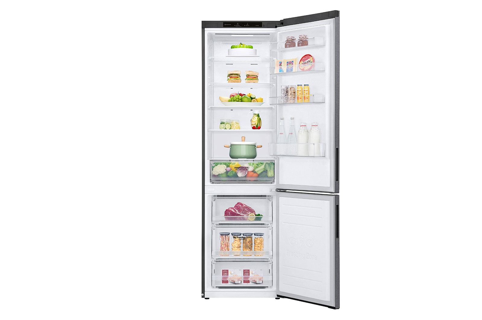 LG Frigorifero combinato | Classe D, 384L | Door & Linear Cooling, Fresh Converter, No frost | Grafite, GBP62DSSGC