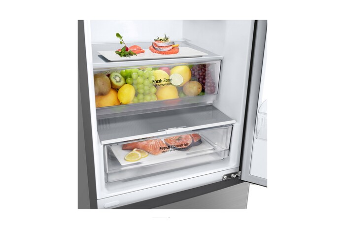 LG Frigorifero combinato | Classe B, 384L | Door & Linear Cooling, Fresh Converter, No frost | Inox, GBP62PZNBC