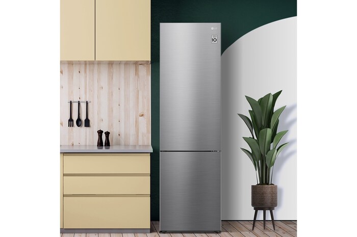 LG Frigorifero combinato | Classe B, 384L | Door & Linear Cooling, Fresh Converter, No frost | Inox, GBP62PZNBC