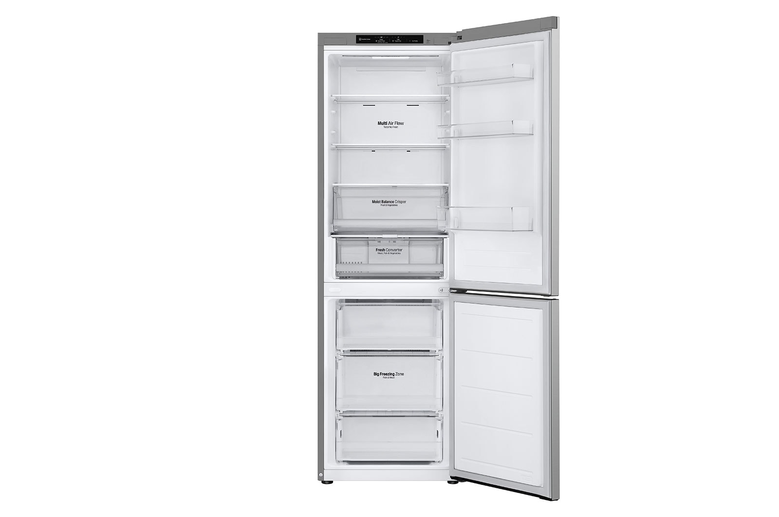 LG Frigorifero combinato | Classe C, 344L | Porte piatte, Door & Linear Cooling, Fresh Converter | Prime Silver, GBV3100CPY