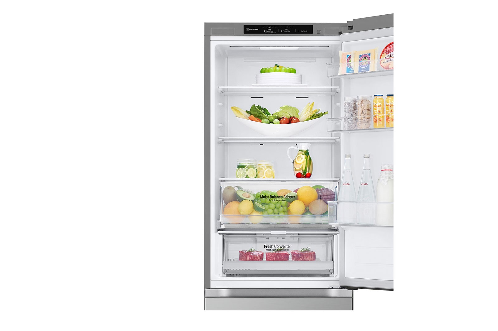 LG Frigorifero combinato | Classe C, 344L | Porte piatte, Door & Linear Cooling, Fresh Converter | Prime Silver, GBV3100CPY