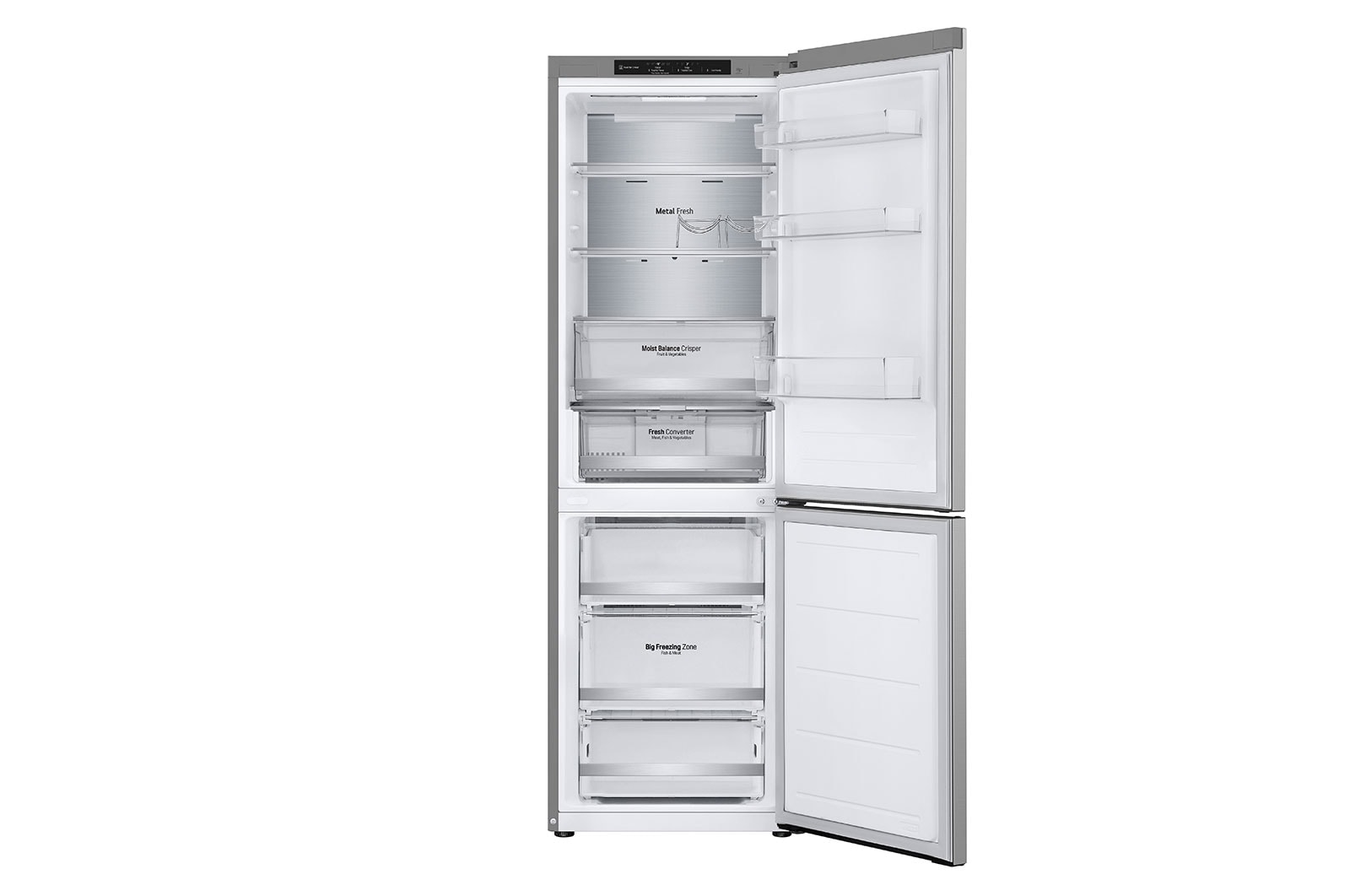 LG Frigorifero combinato | Classe D, 344L | Porte piatte, Metal Fresh, Door & Linear Cooling, Fresh Converter,Wine Rack | Argento, GBV5140DPY
