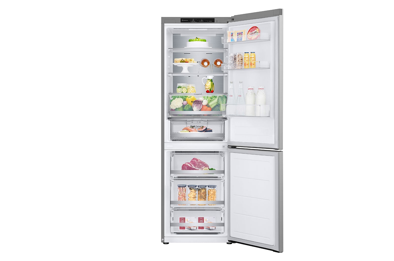 LG Frigorifero combinato | Classe C, 344L | Porte piatte, Metal Fresh, Door&Linear Cooling, Fresh Balancer & Converter | Argento, GBV7180CPY