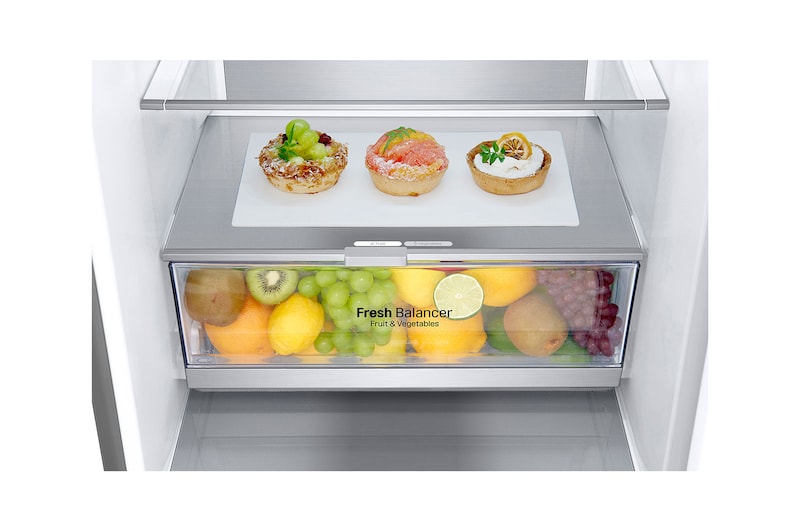 LG Frigorifero combinato | Classe D, 387L | Porte piatte, Metal Fresh, Door&Linear Cooling, Fresh Balancer & Converter | Acciaio, GBV7280DMB