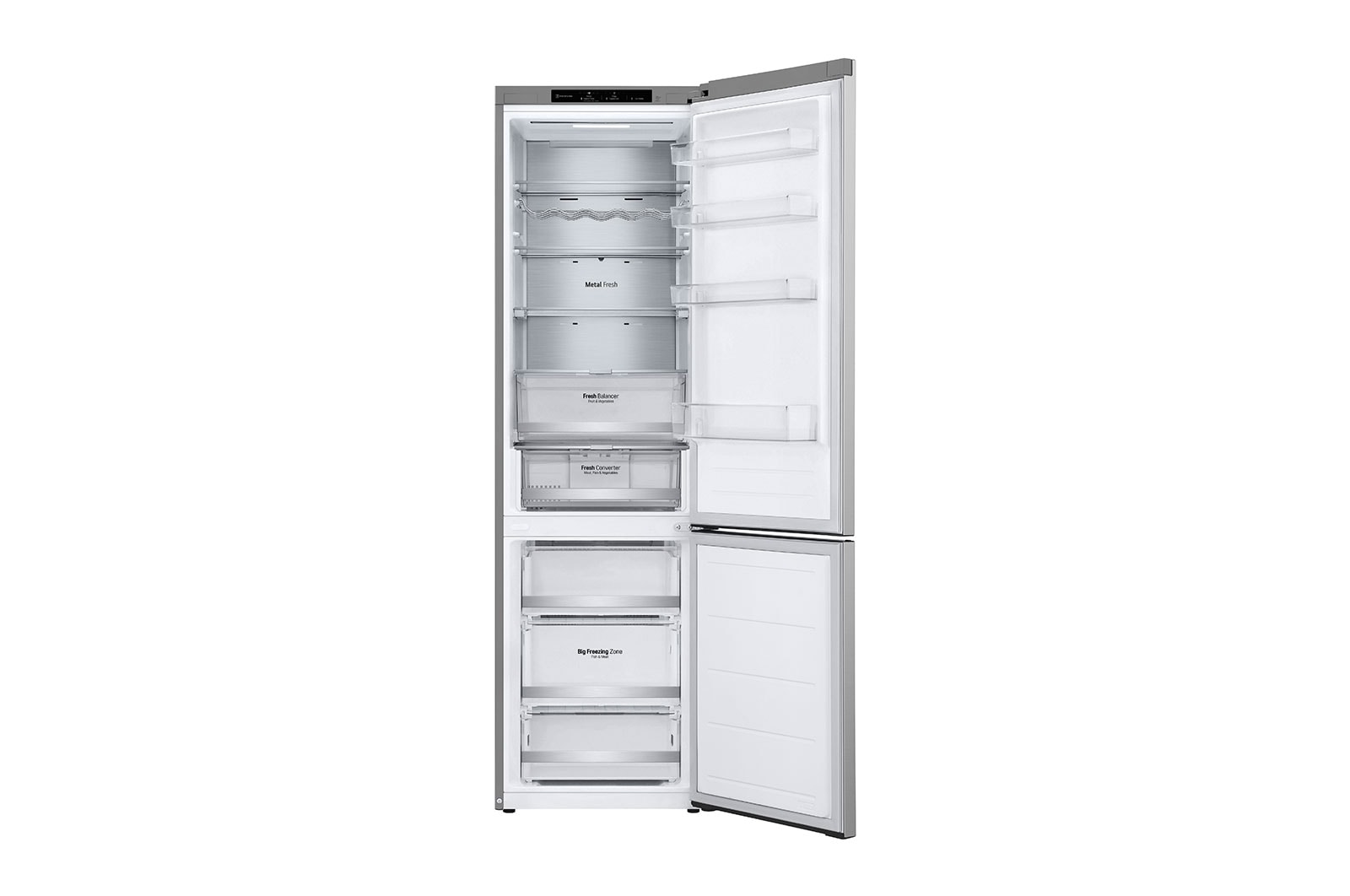 LG Frigorifero combinato | Classe D, 387L | Porte piatte, Metal Fresh, Door&Linear Cooling, Fresh Balancer & Converter | Argento, GBV7280DPY