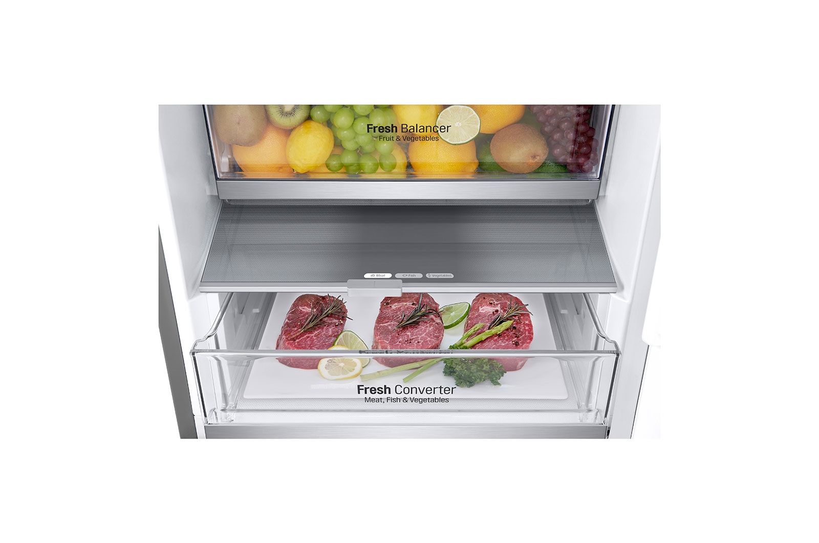 LG Frigorifero combinato | Classe D, 387L | Porte piatte, Metal Fresh, Door&Linear Cooling, Fresh Balancer & Converter | Argento, GBV7280DPY