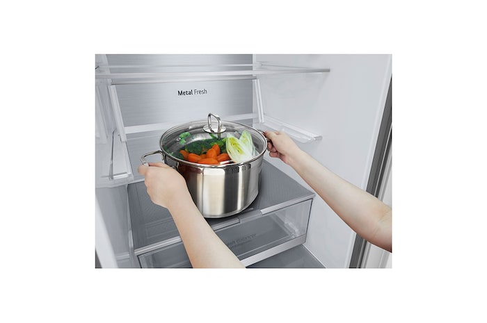 LG Frigorifero combinato | Classe D, 387L | Porte piatte, Metal Fresh, Door&Linear Cooling, Fresh Balancer & Converter | Argento, GBV7280DPY