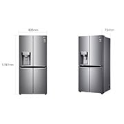 LG Frigorifero Multidoor Slim | Classe F, 506L | Wi-Fi, Dispenser con allaccio, UVnano, Door & Linear Cooling, No frost | Inox, GML844PZ6F