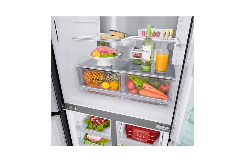 LG Frigorifero Multidoor Slim InstaView Door-in-Door | Classe E, 530L | Wi-Fi, Door & Linear Cooling, No frost | Nero, GMQ844MC5E