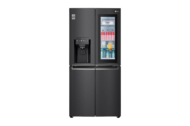 LG Frigorifero Multidoor Slim InstaView Door-in-Door | Classe F, 508L | Wi-Fi, Dispenser con allaccio, UVnano, No frost | Nero, GMX844MC6F