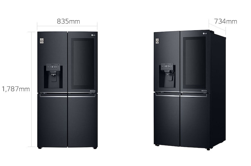 LG Frigorifero Multidoor Slim InstaView Door-in-Door | Classe F, 508L | Wi-Fi, Dispenser con allaccio, No frost | Nero, GMX844MCKV