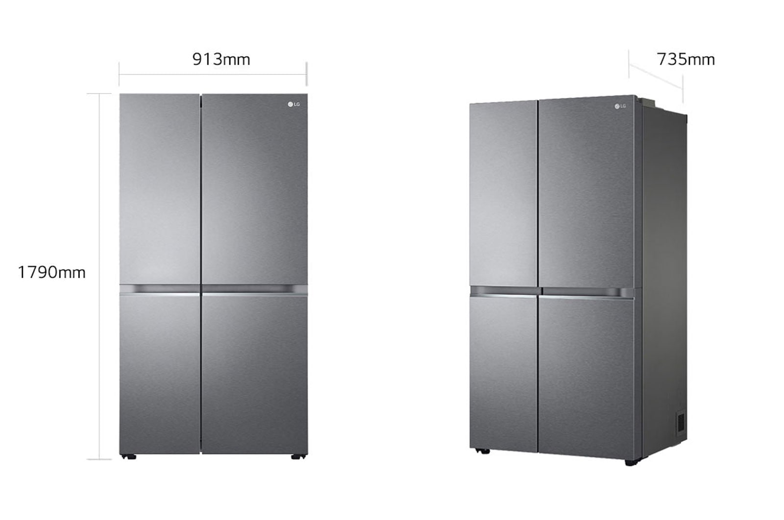 LG Frigorifero Side-by-Side | Classe F, 655L | Door & Linear Cooling, No frost, Compressore Smart Inverter | Grafite, GSBV70DSTM