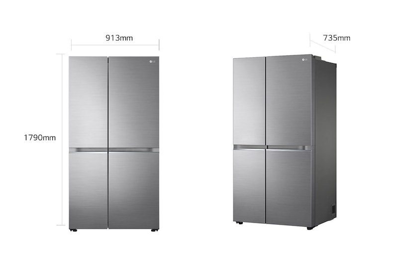 LG Frigorifero Side-by-Side | Classe F, 655L | Door & Linear Cooling, No frost, Compressore Smart Inverter | Inox, GSBV70PZTM