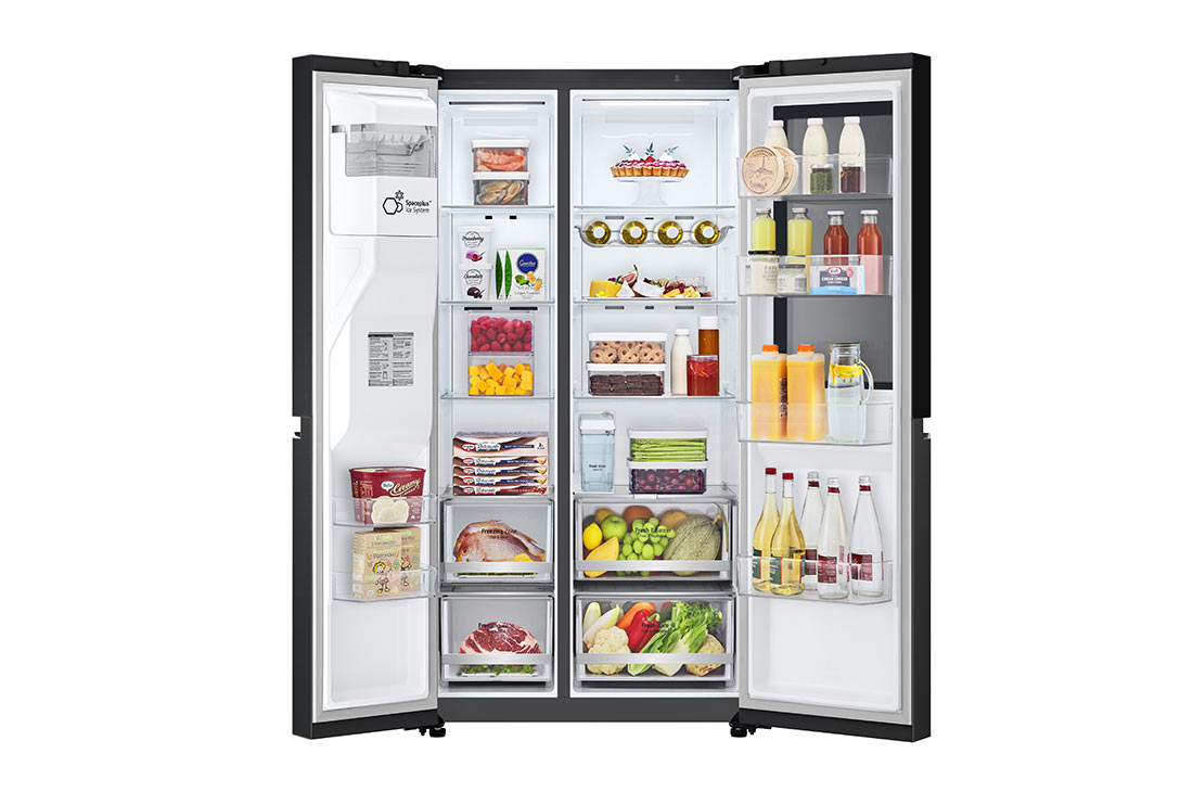 LG Frigorifero Side-by-Side InstaView | Classe E, 635L | Wi-Fi, Dispenser senza allaccio, Fresh Balancer, No frost | Nero opaco, GSGV81EPLL