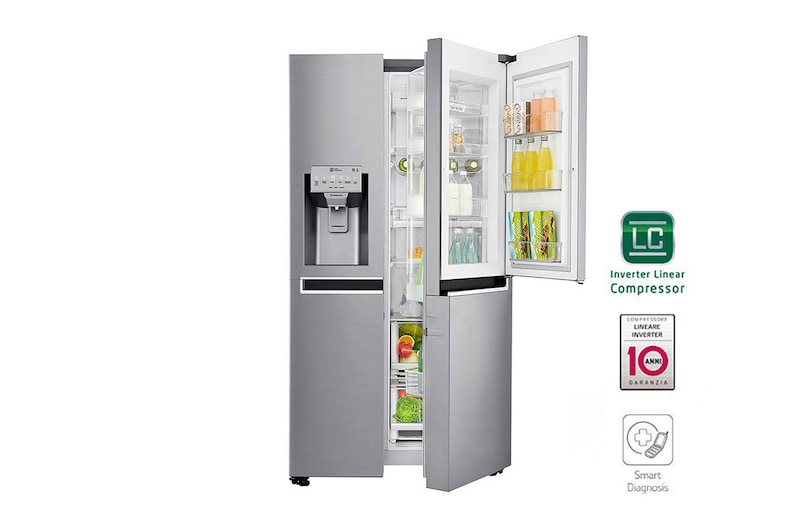 LG Frigorifero Side-By-Side Mega capacità Classe energetica F Door-in-Door™ Allaccio rete idrica, GSJ960PZBZ