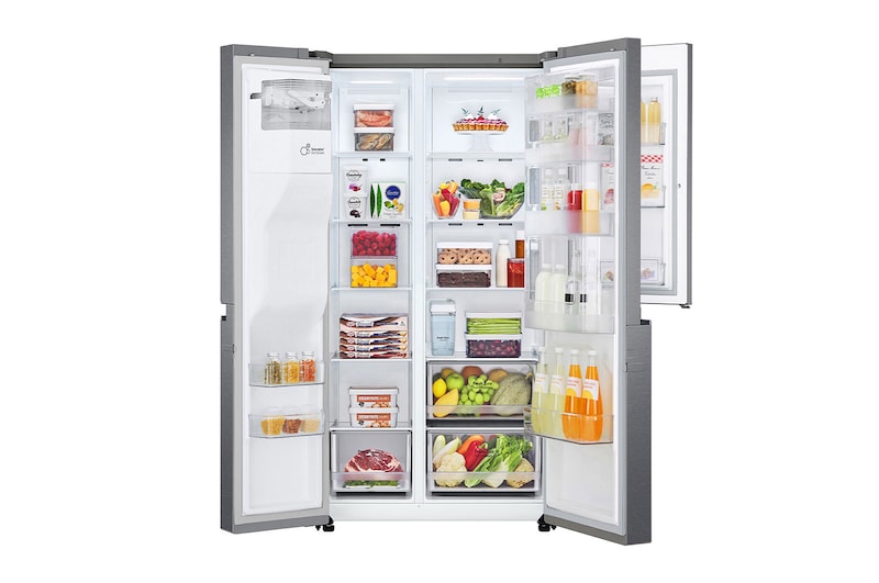 LG Frigorifero Side-by-Side Door-in-Door | Classe F, 634L | Dispenser senza allaccio, No frost, Compressore Lineare | Grigio, GSJV31DSXF