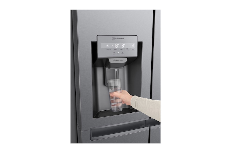 LG Frigorifero Side-by-Side Door-in-Door | Classe F, 634L | Dispenser senza allaccio, No frost, Compressore Lineare | Grigio, GSJV31DSXF