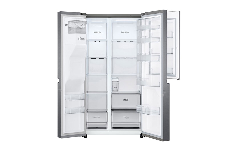 LG Frigorifero Side-by-Side Door-in-Door | Classe F, 634L | Dispenser senza allaccio, No frost, Compressore Lineare | Grigio, GSJV31DSXF