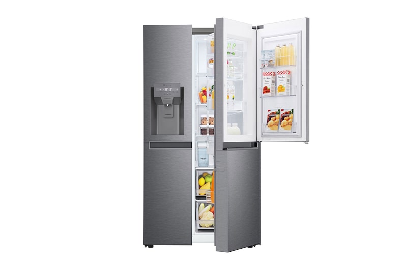 LG Frigorifero Side-by-Side Door-in-Door | Classe F, 634L | Dispenser senza allaccio, No frost, Compressore Lineare | Grigio, GSJV31DSXF