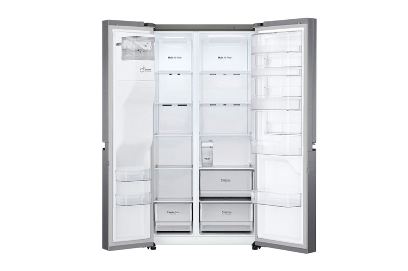 LG Frigorifero Side-by-Side Door-in-Door | Classe F, 634L | Dispenser senza allaccio, No frost, Compressore Lineare | Grigio, GSJV31DSXF