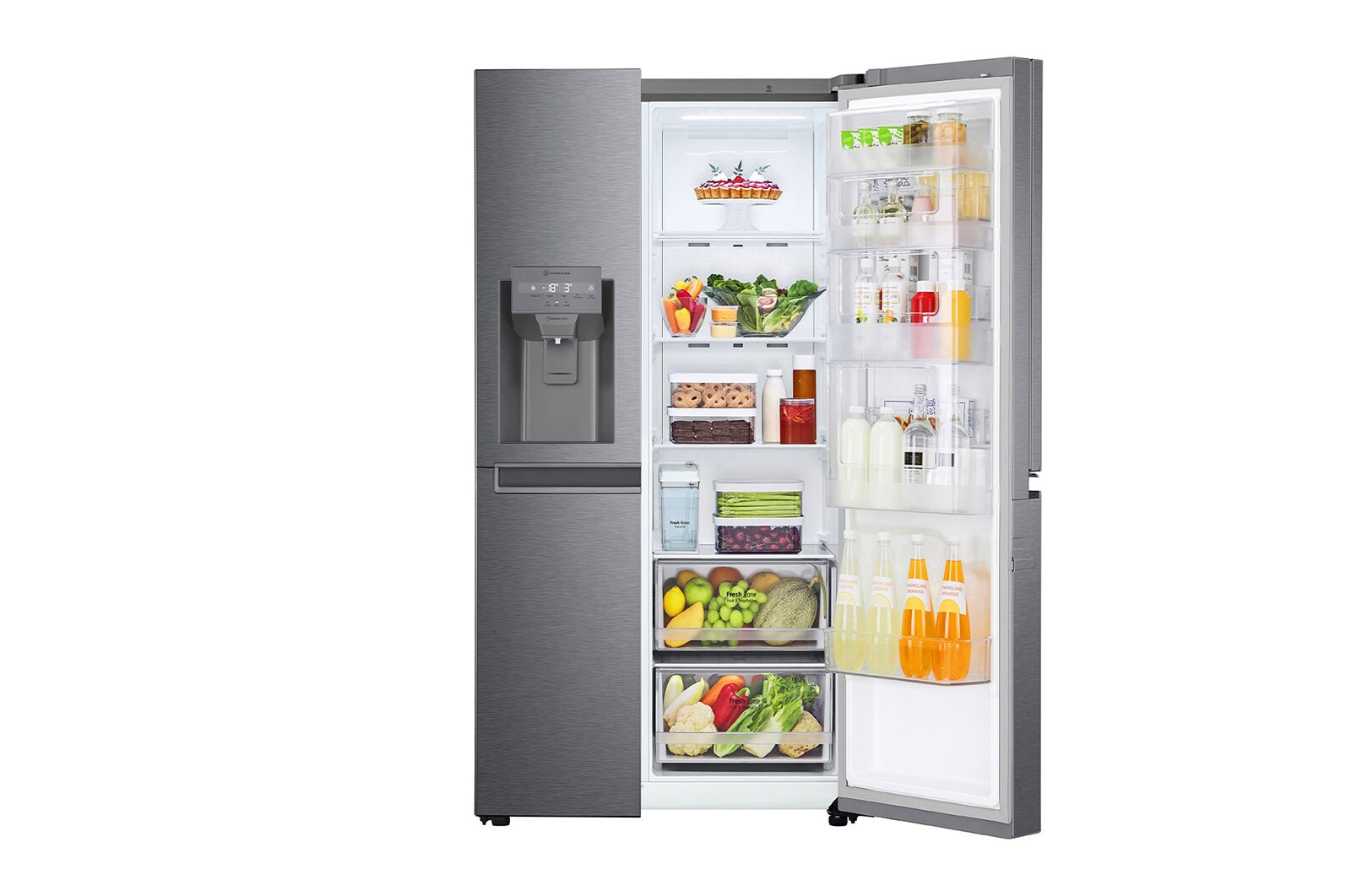 LG Frigorifero Side-by-Side Door-in-Door | Classe F, 634L | Dispenser senza allaccio, No frost, Compressore Lineare | Grigio, GSJV31DSXF