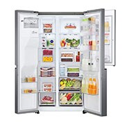 LG Frigorifero Side-by-Side Door-in-Door | Classe F, 634L | Dispenser senza allaccio, No frost, Compressore Lineare | Grigio, GSJV31DSXF