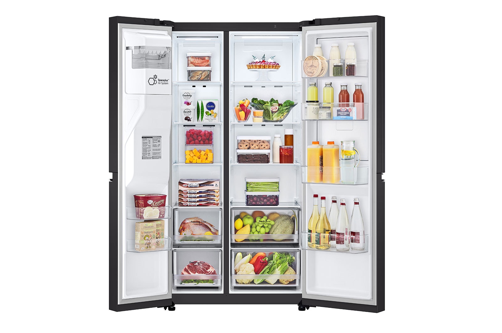 LG Frigorifero Side-by-Side Door-in-Door | Classe F, 635L | Wi-Fi, Dispenser con allaccio, Door&Linear Cooling, No frost | Nero, GSJV70WBTF
