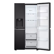 LG Frigorifero Side-by-Side Door-in-Door | Classe F, 635L | Wi-Fi, Dispenser con allaccio, Door&Linear Cooling, No frost | Nero, GSJV70WBTF
