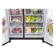 LG Frigorifero Side-by-Side Door-in-Door | Classe F, 635L | Wi-Fi, Dispenser con allaccio, Door&Linear Cooling, No frost | Nero, GSJV70WBTF