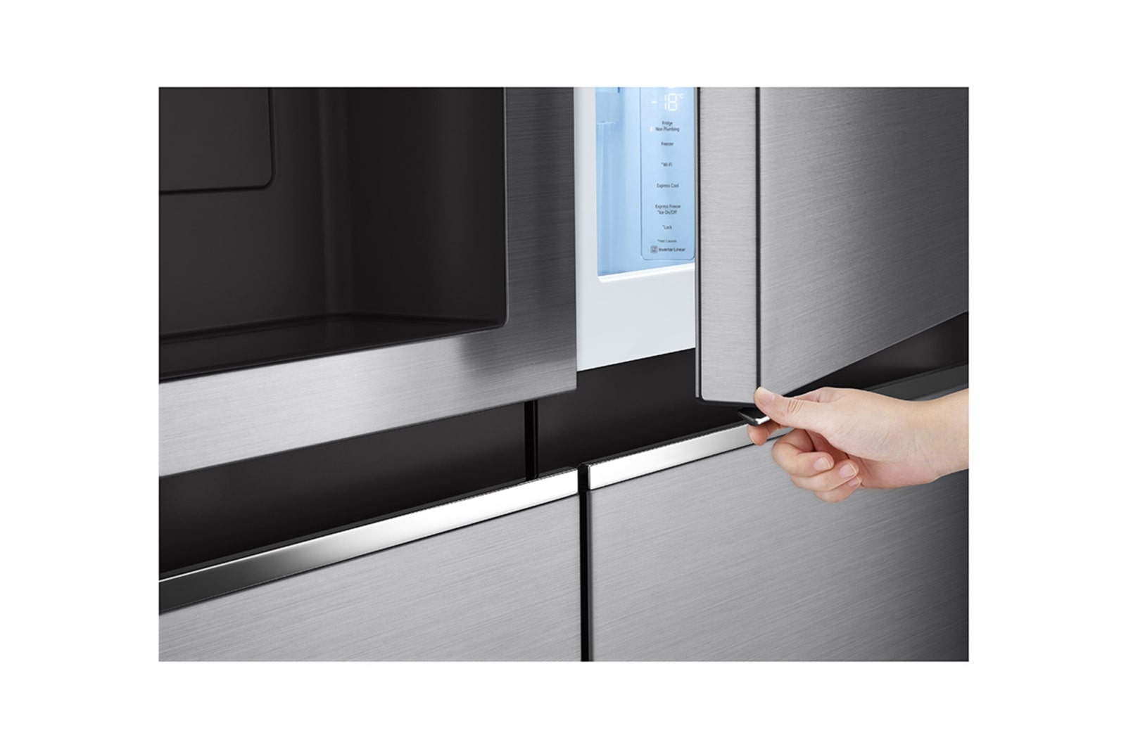 LG Frigorifero Side-by-Side Door-in-Door | Classe F, 635L | Wi-Fi, Dispenser senza allaccio, No frost | Inox, GSJV71PZTF