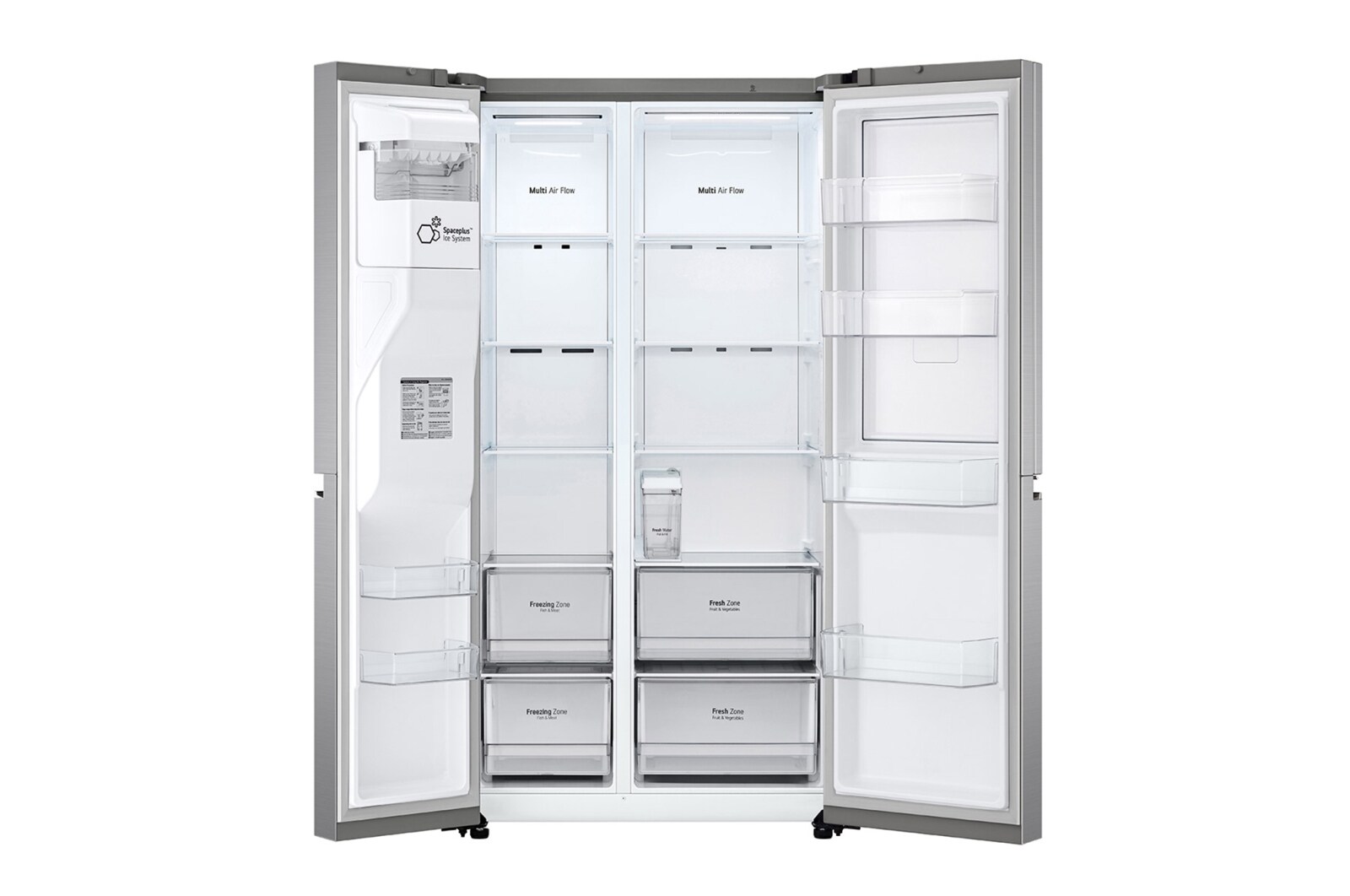 LG Frigorifero Side-by-Side Door-in-Door | Classe F, 635L | Wi-Fi, Dispenser senza allaccio, No frost | Inox, GSJV71PZTF